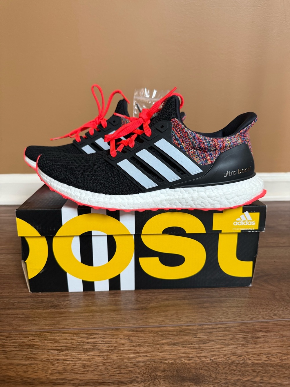 New in Box Men’s Custom Mi Adidas Ultra Boost 4.0 Black Multicolor Sneakers
